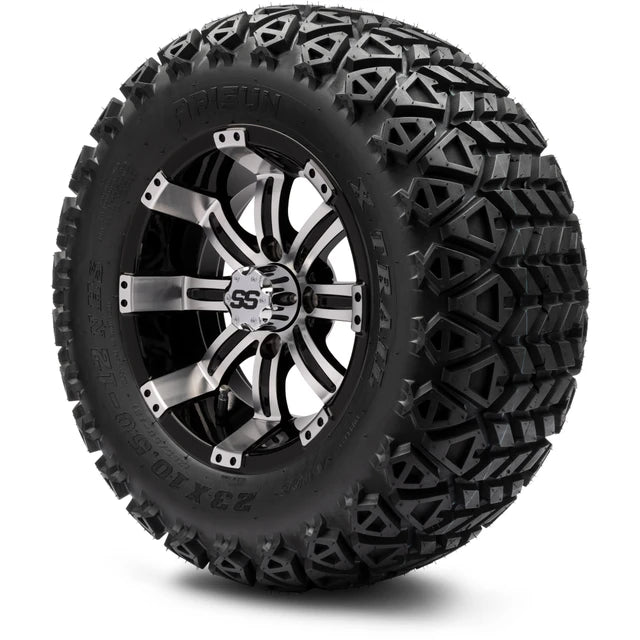 MODZ 12" Tempest Machined Black Wheels & Off-Road Tires Combo