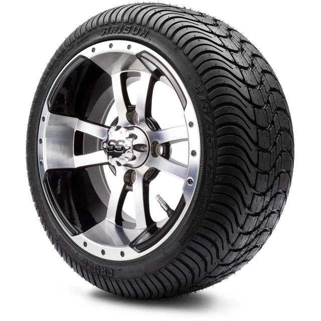 MODZ 12" Storm Trooper Machined Black Wheels & Street Tires Combo