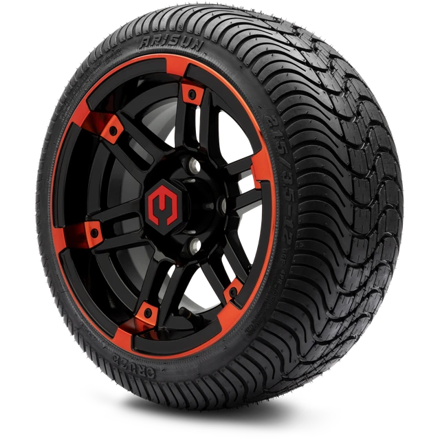 MODZ 12" Aftershock Red and Black Wheels & Street Tires Combo