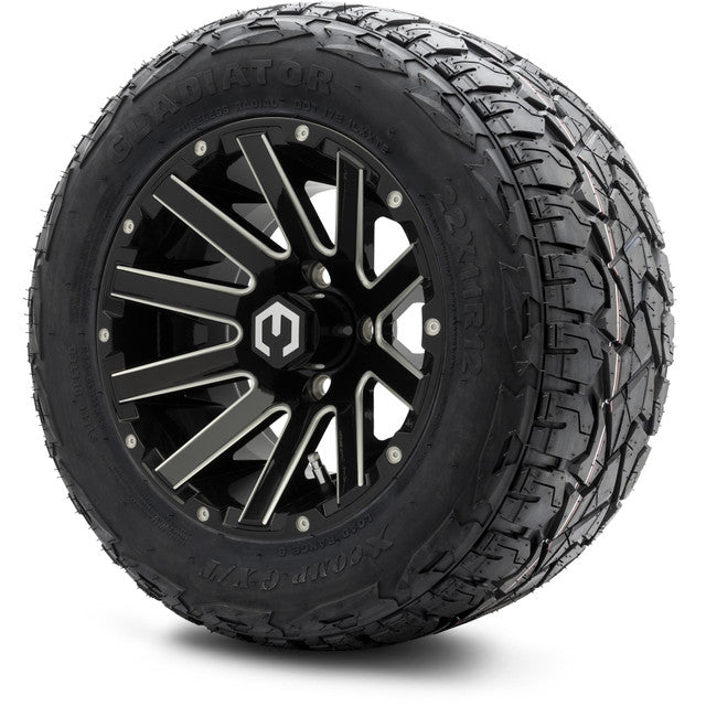 MODZ 12' Mauler Glossy Black - Tire and Wheel Combo