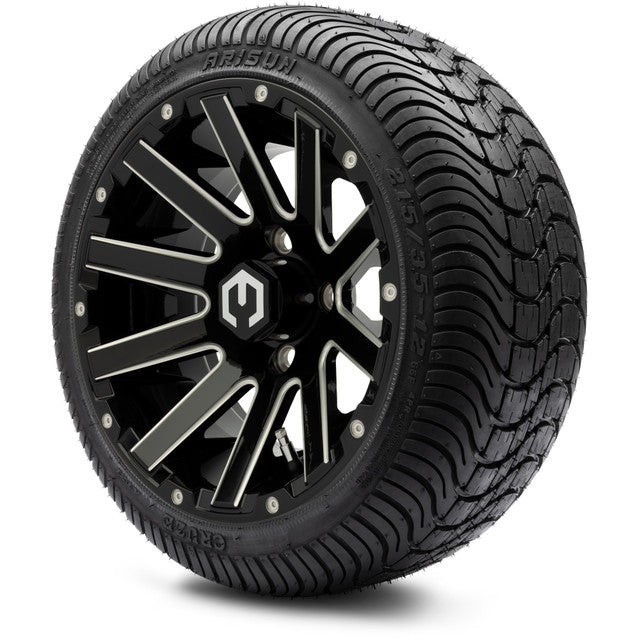 MODZ 12" Mauler Glossy Black with Ball Mill Wheels & Street Tires Combo
