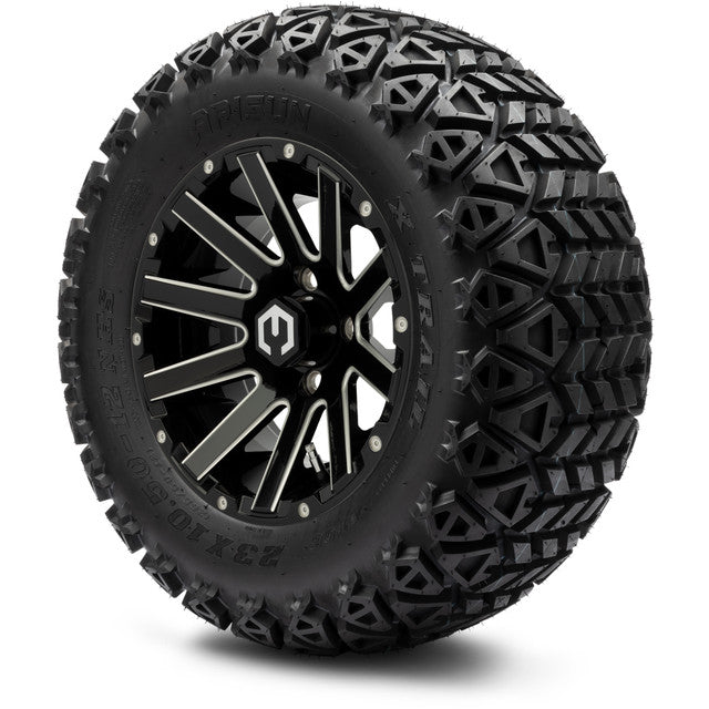 MODZ® 12" Mauler Glossy Black with Ball Mill Wheels & Off-Road Tires Combo