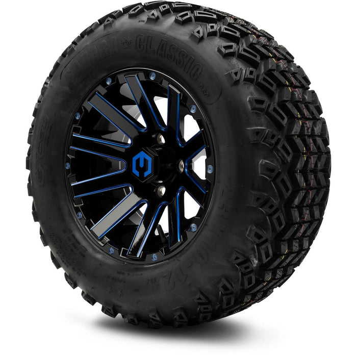 MODZ 12' Mauler Glossy Black & Blue - Tire and Wheel Combo