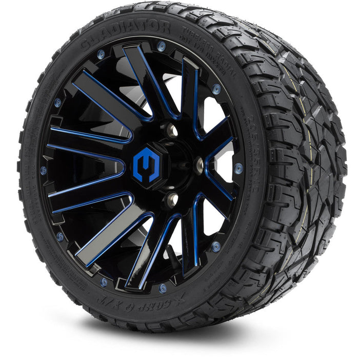 MODZ 12' Mauler Glossy Black & Blue - Tire and Wheel Combo