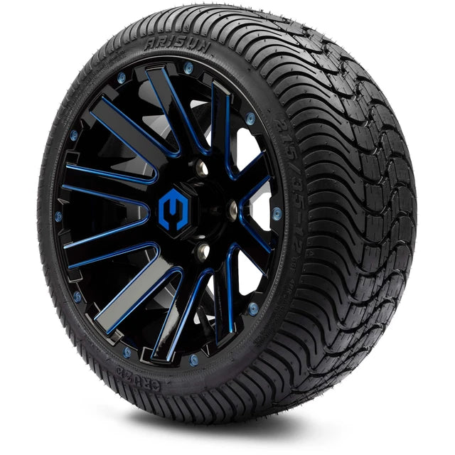 MODZ 12" Mauler Glossy Black and Blue with Ball Mill Wheels & Street Tires Combo