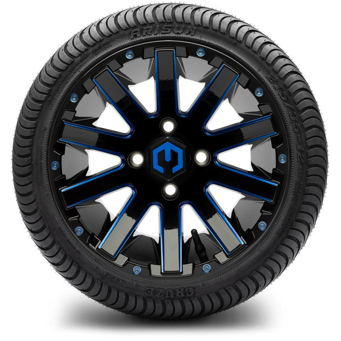 MODZ 12' Mauler Glossy Black & Blue - Tire and Wheel Combo
