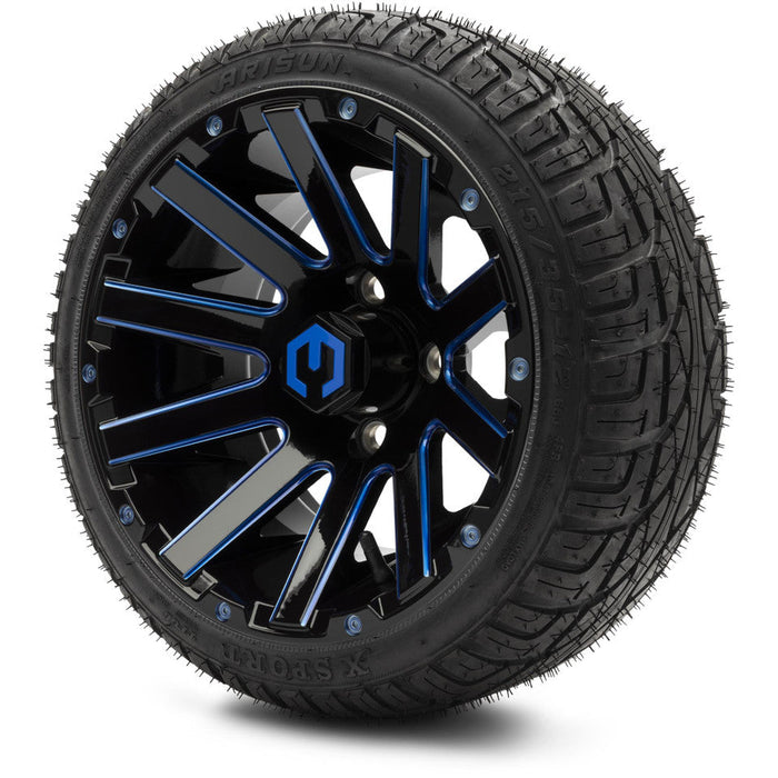 MODZ 12' Mauler Glossy Black & Blue - Tire and Wheel Combo