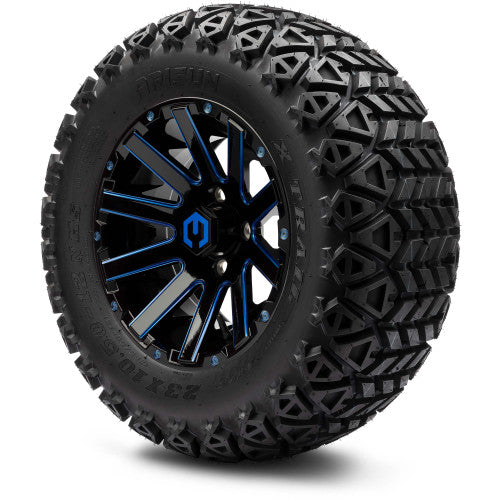 MODZ® 12" Mauler Blue and Black with Ball Mill Wheels & Off-Road Tires Combo