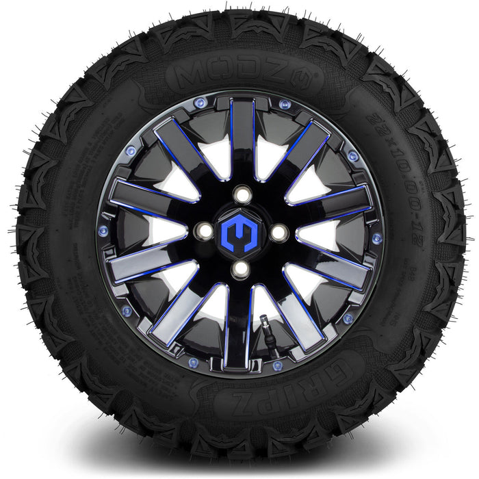 MODZ 12' Mauler Glossy Black & Blue - Tire and Wheel Combo