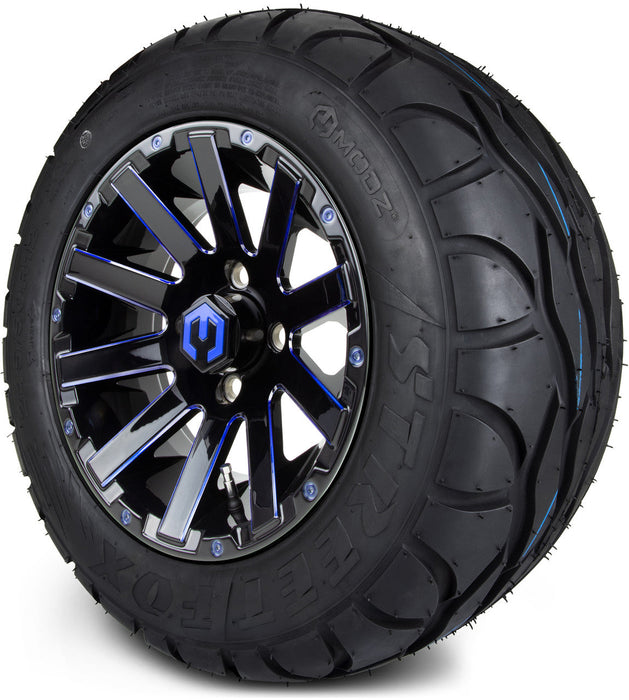 MODZ 12' Mauler Glossy Black & Blue - Tire and Wheel Combo