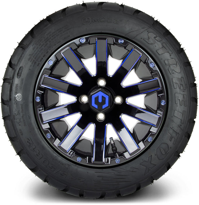MODZ 12' Mauler Glossy Black & Blue - Tire and Wheel Combo