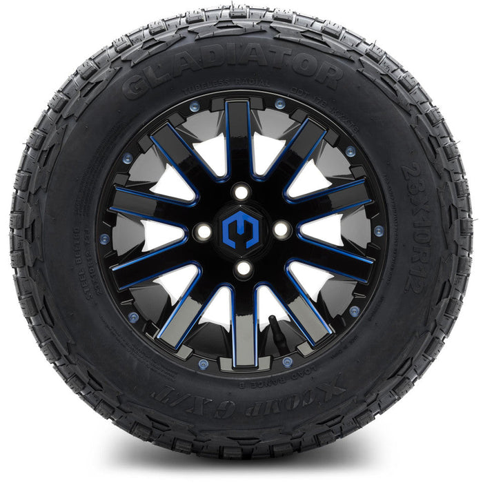 MODZ 12' Mauler Glossy Black & Blue - Tire and Wheel Combo