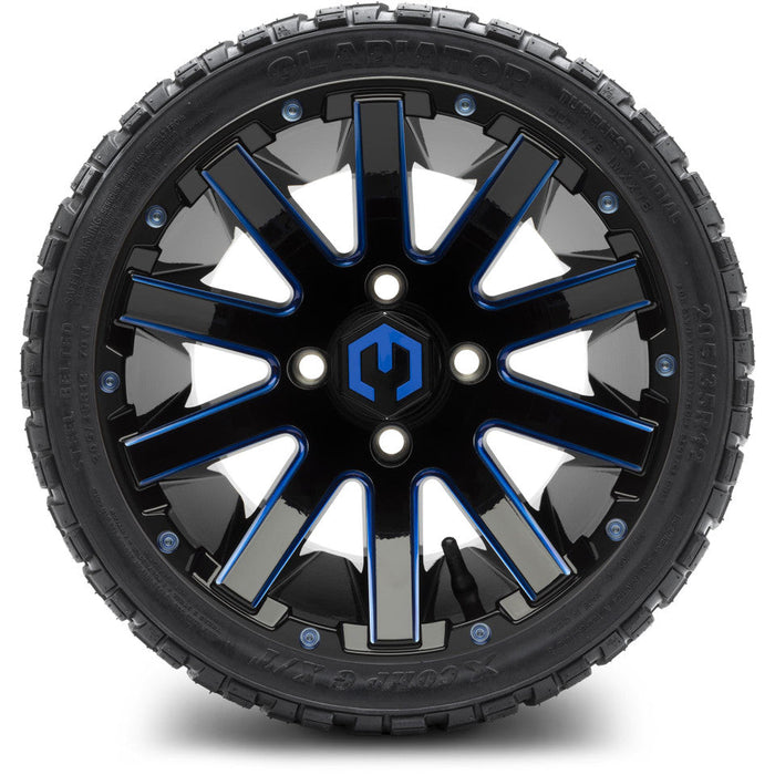 MODZ 12' Mauler Glossy Black & Blue - Tire and Wheel Combo