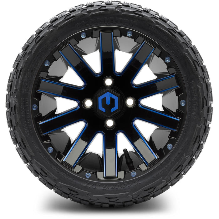 MODZ 12' Mauler Glossy Black & Blue - Tire and Wheel Combo