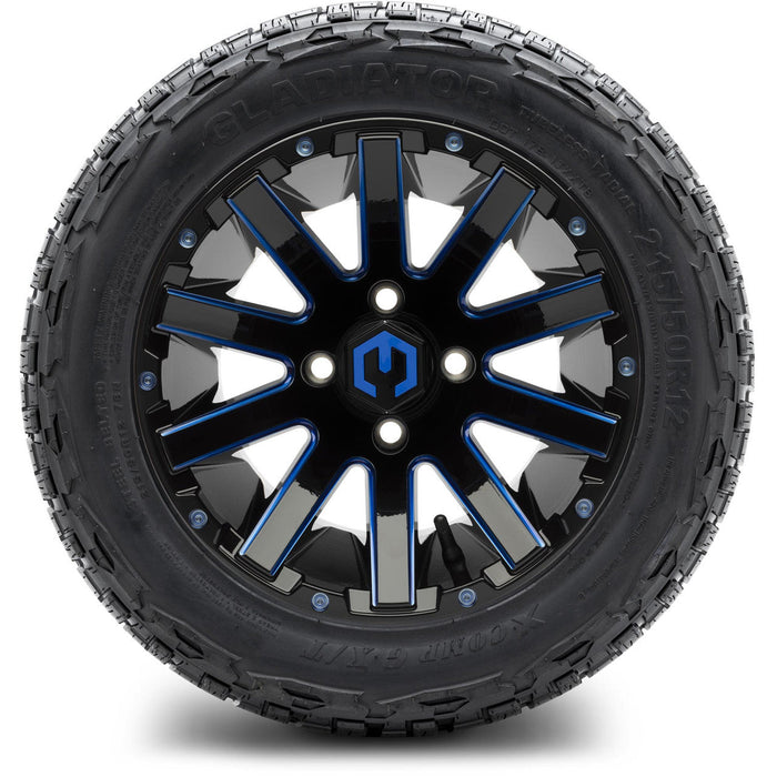 MODZ 12' Mauler Glossy Black & Blue - Tire and Wheel Combo