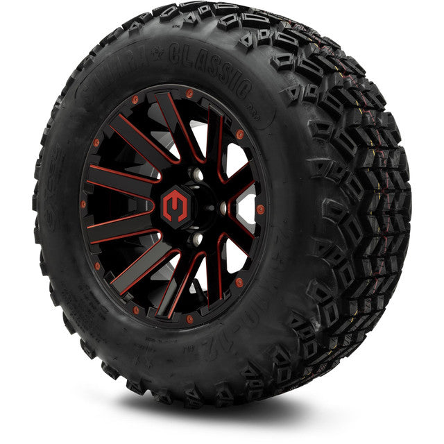 MODZ 12' Mauler Glossy Black & Red - Tire and Wheel Combo
