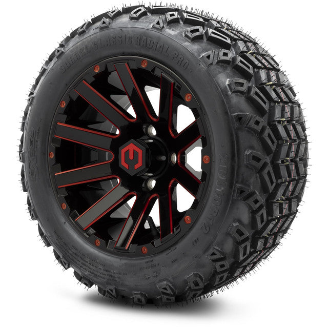 MODZ 12' Mauler Glossy Black & Red - Tire and Wheel Combo