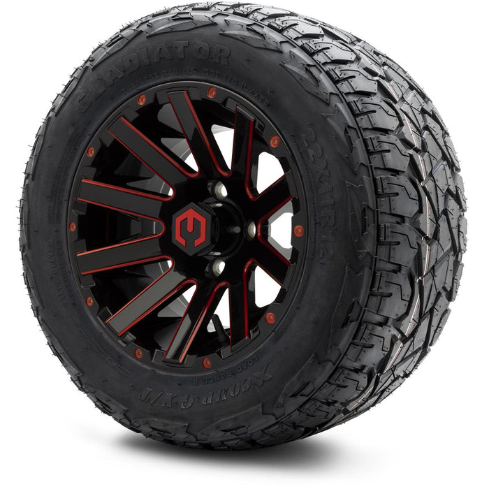 MODZ 12' Mauler Glossy Black & Red - Tire and Wheel Combo
