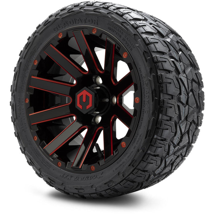 MODZ 12' Mauler Glossy Black & Red - Tire and Wheel Combo