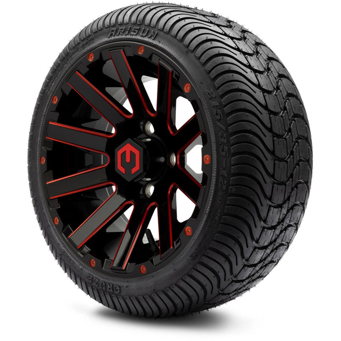MODZ 12' Mauler Glossy Black & Red - Tire and Wheel Combo
