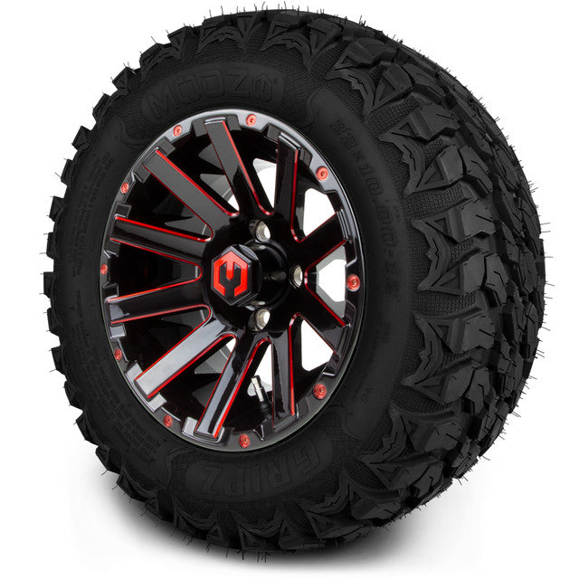 MODZ 12' Mauler Glossy Black & Red - Tire and Wheel Combo