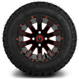 MODZ® 12" Mauler Red and Black with Ball Mill Wheels & Off-Road Tires Combo