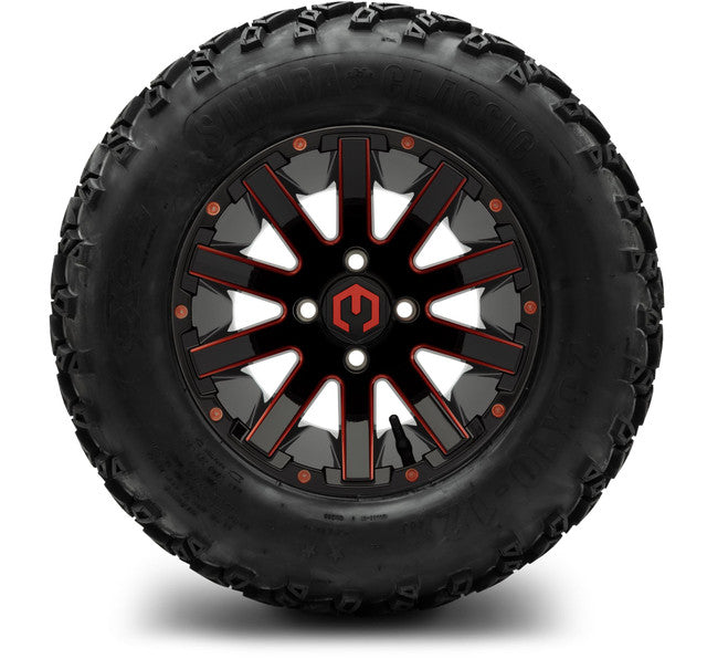 MODZ 12' Mauler Glossy Black & Red - Tire and Wheel Combo