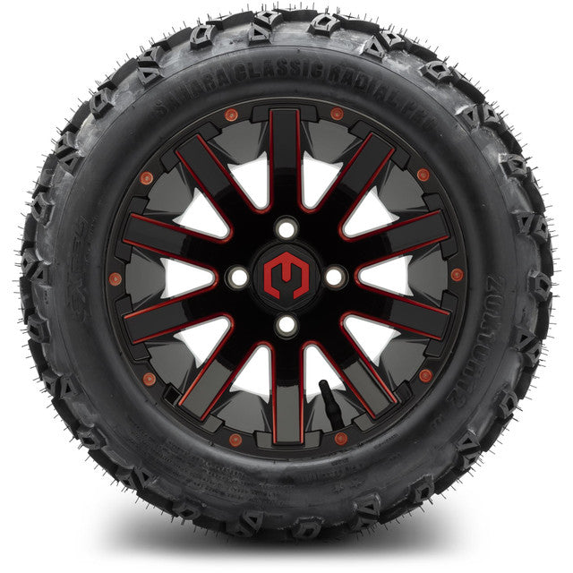MODZ 12' Mauler Glossy Black & Red - Tire and Wheel Combo