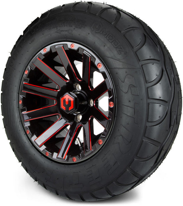 MODZ 12' Mauler Glossy Black & Red - Tire and Wheel Combo