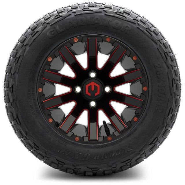MODZ 12' Mauler Glossy Black & Red - Tire and Wheel Combo