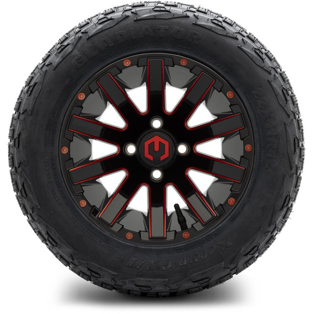 MODZ 12' Mauler Glossy Black & Red - Tire and Wheel Combo