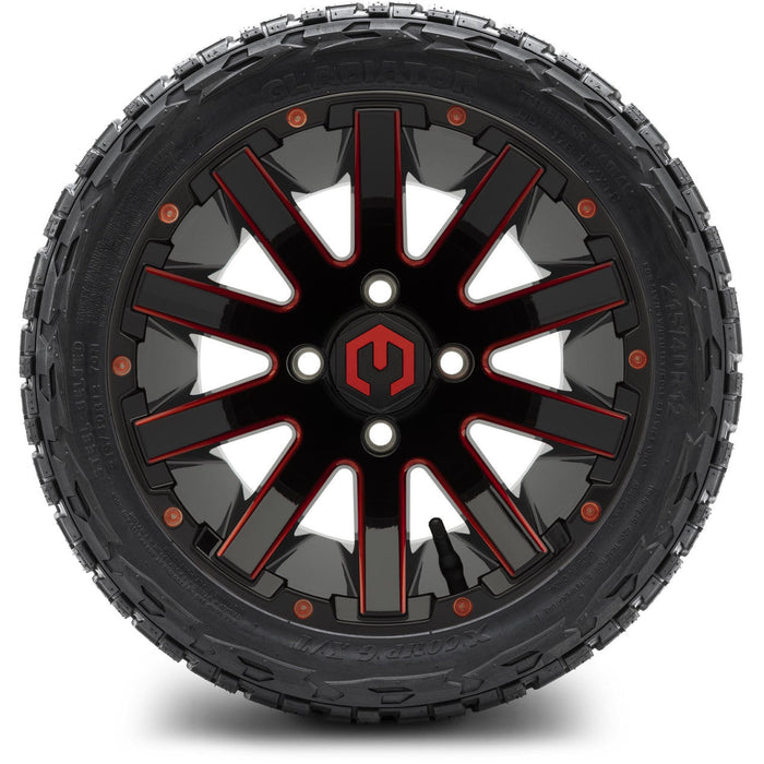 MODZ 12' Mauler Glossy Black & Red - Tire and Wheel Combo