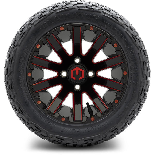 MODZ 12' Mauler Glossy Black & Red - Tire and Wheel Combo