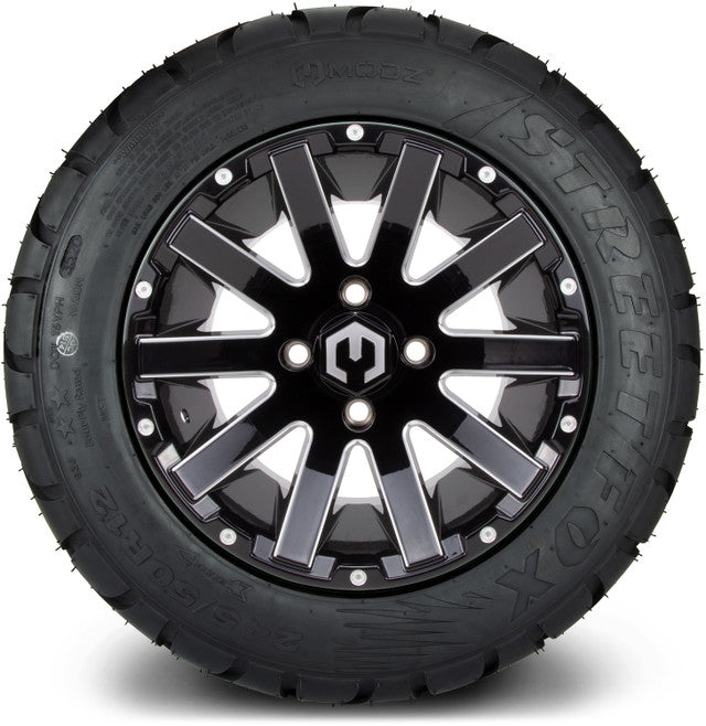 MODZ 12' Mauler Glossy Black - Tire and Wheel Combo