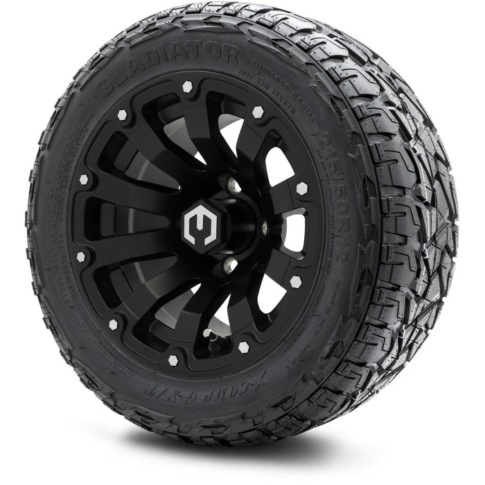 MODZ 12' Bomber Matte Black - Tire and Wheel Combo