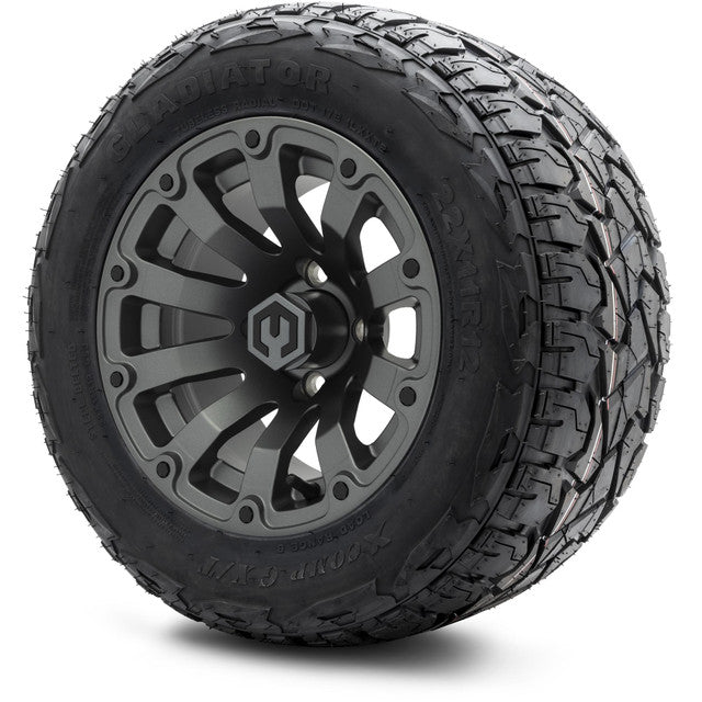 MODZ 12' Bomber Matte Gunmetal - Tire and Wheel Combo