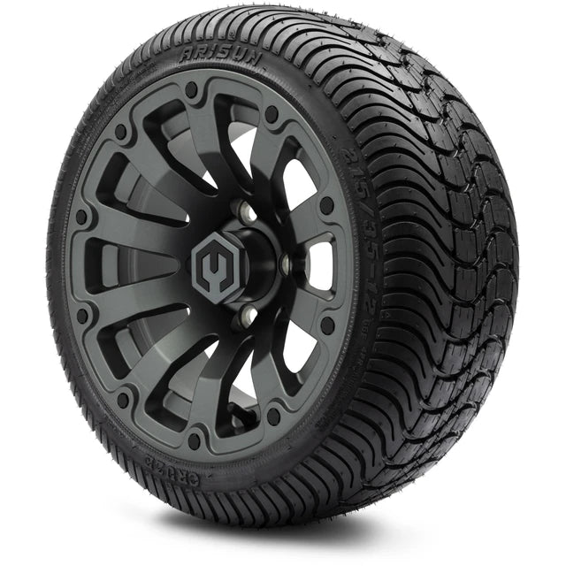 MODZ 12" Bomber Matte Gunmetal Wheels & Street Tires Combo