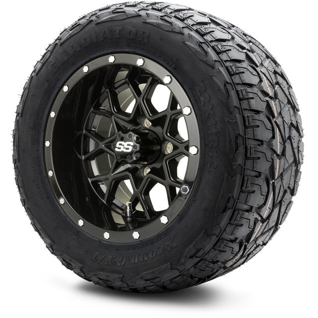 MODZ 12' Vortex Glossy Black - Tire and Wheel Combo