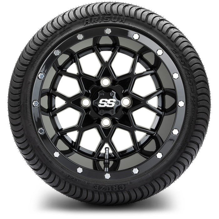 MODZ 12' Vortex Glossy Black - Tire and Wheel Combo