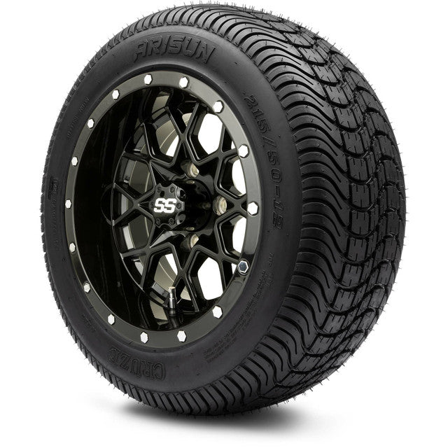MODZ 12' Vortex Glossy Black - Tire and Wheel Combo