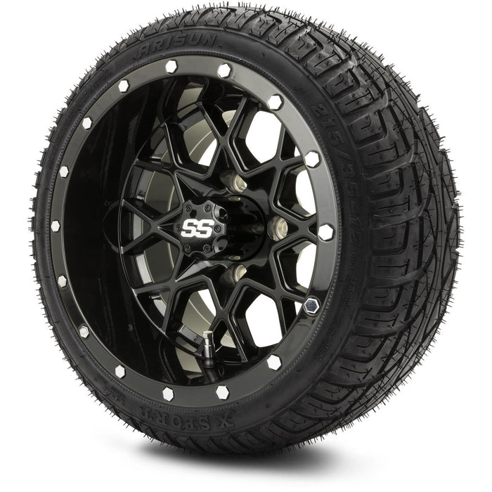 MODZ 12' Vortex Glossy Black - Tire and Wheel Combo