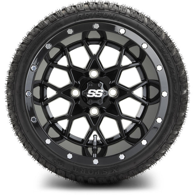 MODZ 12' Vortex Glossy Black - Tire and Wheel Combo