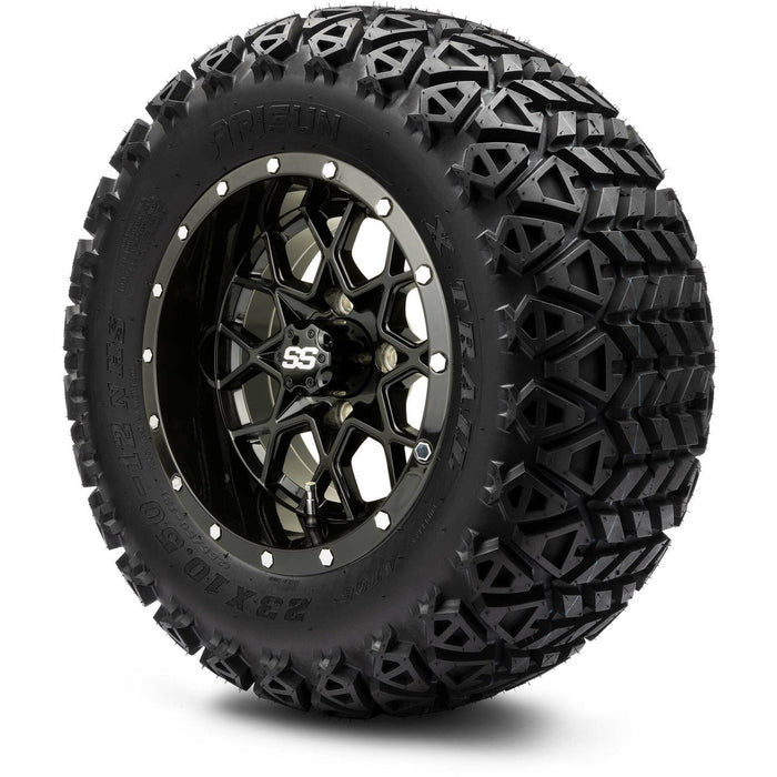 MODZ 12' Vortex Glossy Black - Tire and Wheel Combo