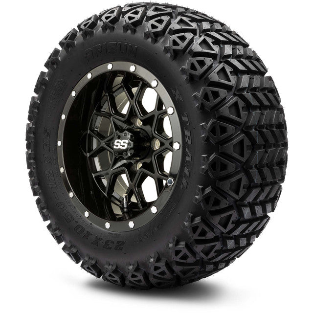 MODZ® 12" Vortex Glossy Black Wheels & Off-Road Tires Combo