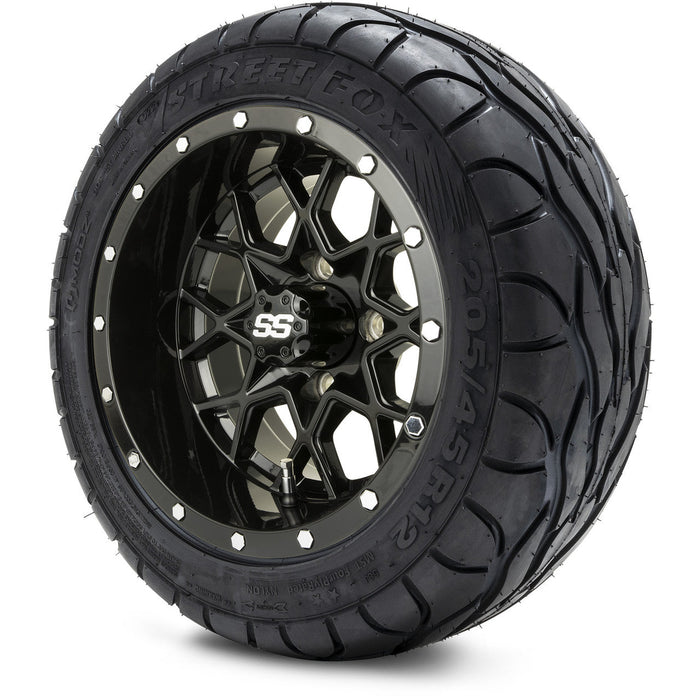 MODZ 12' Vortex Glossy Black - Tire and Wheel Combo