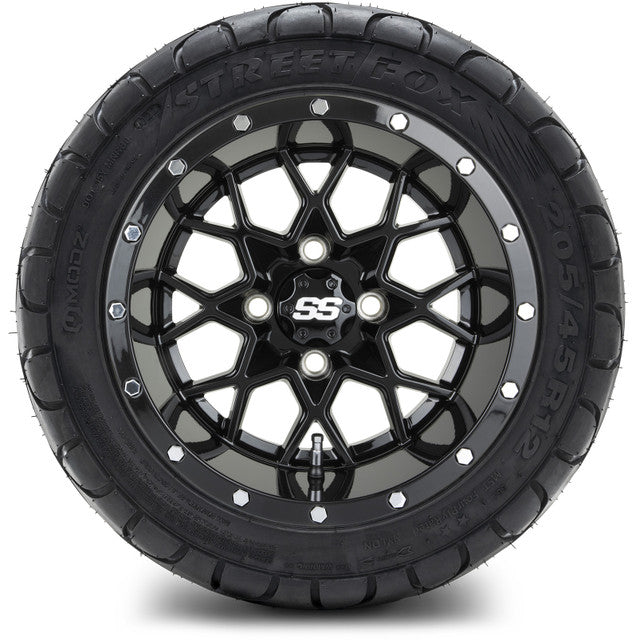 MODZ 12' Vortex Glossy Black - Tire and Wheel Combo