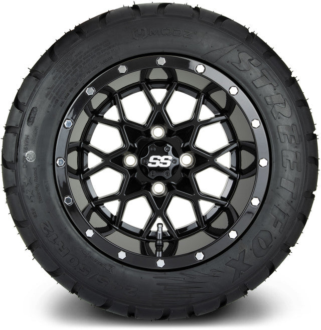 MODZ 12' Vortex Glossy Black - Tire and Wheel Combo