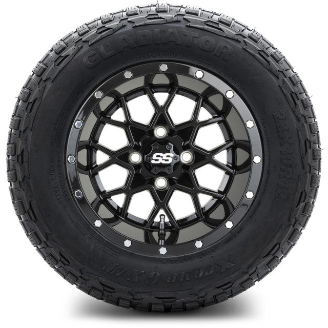 MODZ 12' Vortex Glossy Black - Tire and Wheel Combo