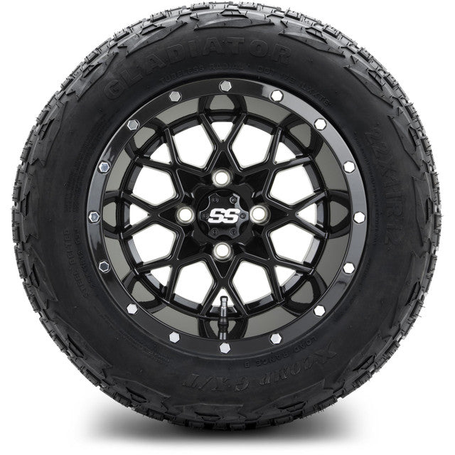 MODZ 12' Vortex Glossy Black - Tire and Wheel Combo