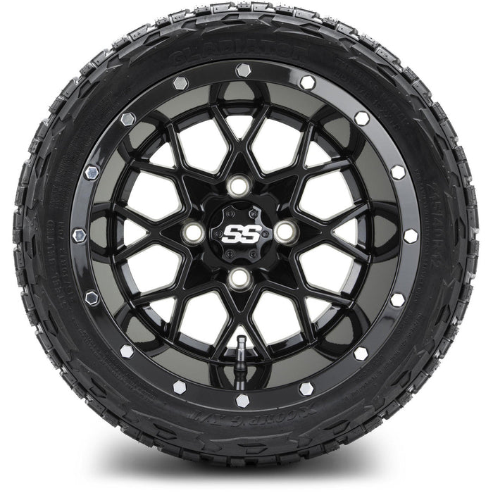 MODZ 12' Vortex Glossy Black - Tire and Wheel Combo